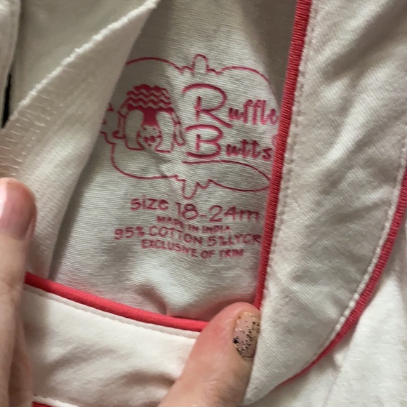 White with hot pink trim top by Ruffle Butts - Picture 3 of 3